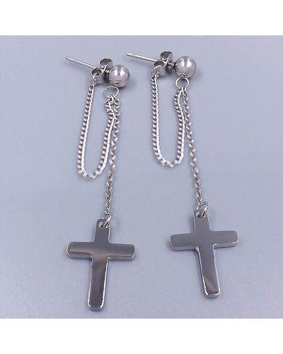 Сережки-гвоздики Stainless Steel. Сталь. Родій. Довжина: 59 мм. Ширина: 12 мм.