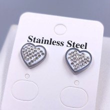 Сережки-гвоздики Stainless Steel з білою емаллю та цирконами. Сталь. Родій. Довжина: 11 мм. Ширина: 12 мм.