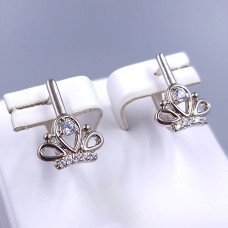 Серьги ХР. Родий. Камені: білий циркон. Довжина: 16 мм. Ширина: 11 мм.