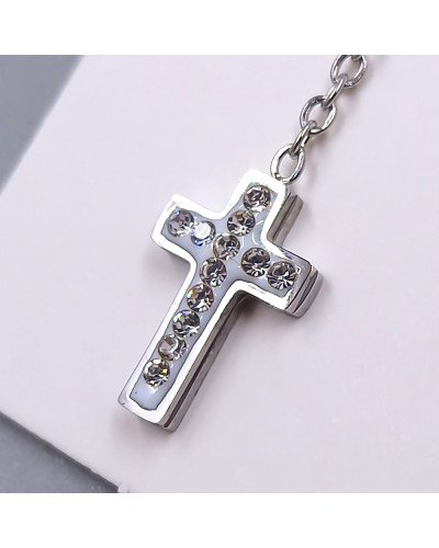 Сережки-гвоздики Stainless Steel з білою емаллю та цирконами. Сталь. Родій. Довжина: 62 мм. Ширина: 8 мм.