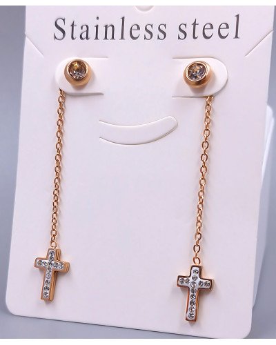 Сережки-гвоздики Stainless Steel з білою емаллю та цирконами. Сталь. Позолота ЧВ. Довжина: 62 мм. Ширина: 8 мм.