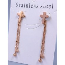 Сережки-гвоздики Stainless Steel. Сталь. Позолота ЧВ. Довжина: 55 мм. Ширина: 10 мм.
