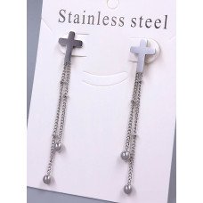 Сережки-гвоздики Stainless Steel. Сталь. Родій. Довжина: 55 мм. Ширина: 10 мм.