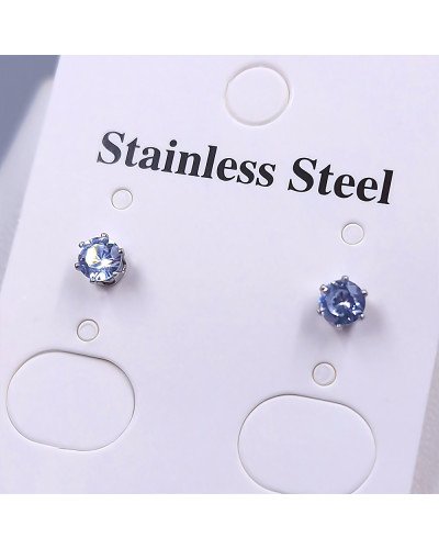 Сережки-гвоздики Stainless Steel. Сталь. Родій. Камені: білий циркон. Діаметр: 4 мм (в упаковці 12 шт)