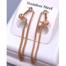 Сережки-гвоздики Stainless Steel з цирконом. Сталь. Позолота ЧВ. Довжина: 56 мм. Ширина: 17 мм.