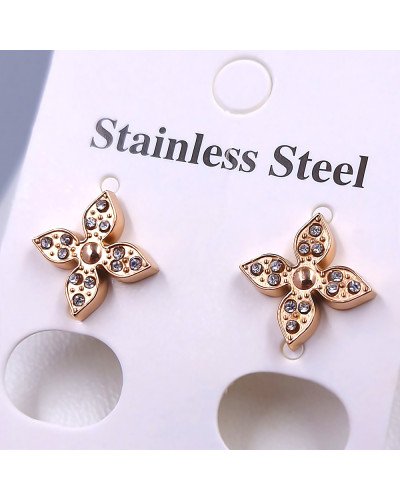 Сережки-гвоздики Stainless Steel з цирконом. Сталь. Позолота ЧВ. Діаметр: 9 мм