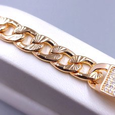 Браслет ХР M&L із рифленням. Позолота 18К. Камені: білий циркон. Довжина: 20 см. Ширина: 10 мм.