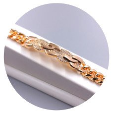 Браслет ХР M&L. Позолота 18К. Камені: білий циркон. Довжина: 19.5 см. Ширина: 8 мм