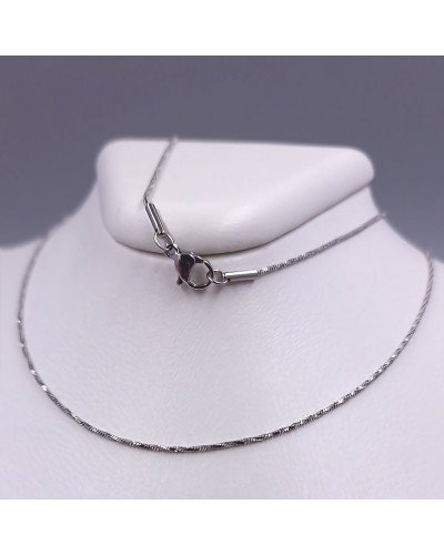 Ланцюжок Stainless Steel. Сталь. Родій. Довжина: 60 см Ширина: 1 мм