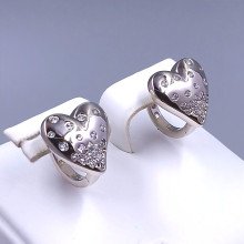 Серьги ХР. Родий. Камені: білий циркон. Діаметр: 12 мм. Ширина: 12 мм.