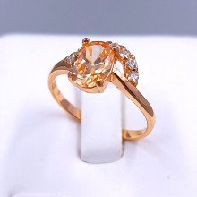 Каблучка XР. Позолота 18К. Камені: білий та бежевий циркон. Є: 16р