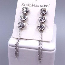 Сережки-гвоздики Stainless Steel. Сталь. Родій. Довжина: 53 мм. Ширина: 8 мм.