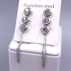 Сережки-гвоздики Stainless Steel. Сталь. Родій. Довжина: 53 мм. Ширина: 8 мм.