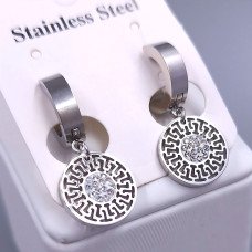 Сережки Stainless Steel. Сталь. Родій. Довжина: 31 мм Ширина: 14 мм