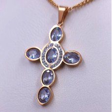 Ланцюжок із хрестиком Stainless Steel. Сталь. Позолота ЧВ. Довжина: 45-50 см Довжина/ширина хрестика: 46/27 мм