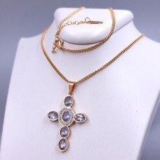 Ланцюжок із хрестиком Stainless Steel. Сталь. Позолота ЧВ. Довжина: 45-50 см Довжина/ширина хрестика: 46/27 мм