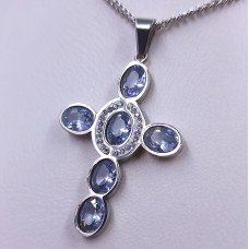 Ланцюжок із хрестиком Stainless Steel. Сталь. Родій. Довжина: 45-50 см Довжина/ширина хрестика: 46/27 мм