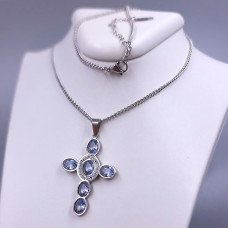 Ланцюжок із хрестиком Stainless Steel. Сталь. Родій. Довжина: 45-50 см Довжина/ширина хрестика: 46/27 мм