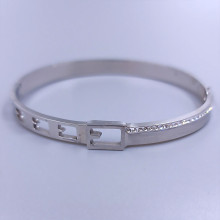 Жорсткий браслет Stainless Steel. Сталь. Родій. Діаметр: 66 мм Ширина: 6 мм