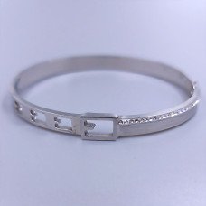 Жорсткий браслет Stainless Steel. Сталь. Родій. Діаметр: 66 мм Ширина: 6 мм