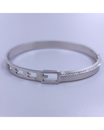 Жорсткий браслет Stainless Steel. Сталь. Родій. Діаметр: 66 мм Ширина: 6 мм