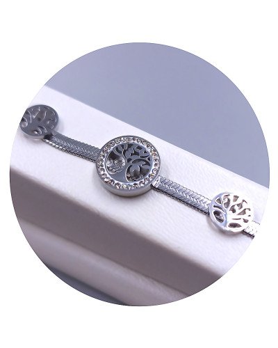 Браслет Stainless Steel. Сталь. Родій. Камені: білий циркон та біла емаль. Довжина: 16-21 см