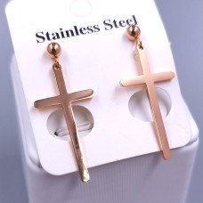 Сережки-гвоздики Stainless Steel. Сталь. Позолота ЧВ. Довжина: 35 мм. Ширина: 15 мм.