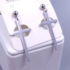 Сережки-гвоздики Stainless Steel. Сталь. Родій. Довжина: 35 мм. Ширина: 15 мм.