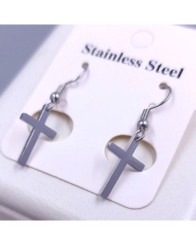 Сережки Stainless Steel. Сталь. Родій. Довжина: 32 мм. Ширина: 10 мм.