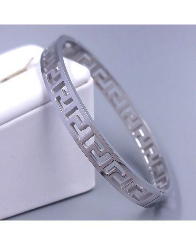 Жорсткий браслет Stainless Steel. Сталь. Родій. Діаметр: 70 мм. Ширина: 8 мм.