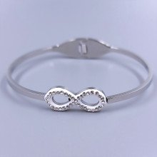 Жорсткий браслет Stainless Steel. Сталь. Родій. Діаметр: 63 мм. Ширина: 11 мм.