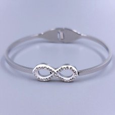 Жорсткий браслет Stainless Steel. Сталь. Родій. Діаметр: 63 мм. Ширина: 11 мм.