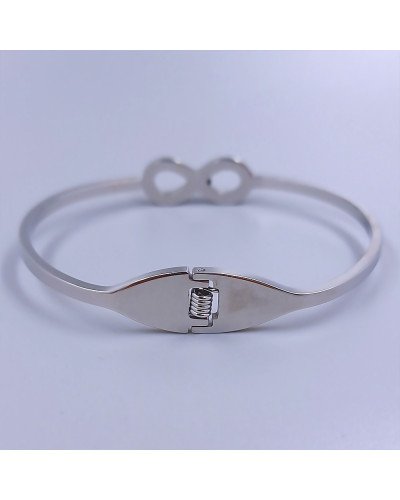 Жорсткий браслет Stainless Steel. Сталь. Родій. Діаметр: 63 мм. Ширина: 11 мм.