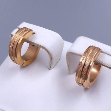 Сережки Stainless Steel. Сталь. Позолота ЧВ. Діаметр: 13 мм. Ширина: 4 мм.
