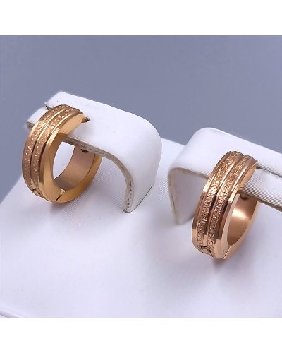 Сережки Stainless Steel. Сталь. Позолота ЧВ. Діаметр: 13 мм. Ширина: 4 мм.