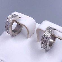 Сережки Stainless Steel. Сталь. Родій. Діаметр: 13 мм. Ширина: 4 мм.