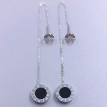 Двосторонні сережки-протяжки Stainless Steel. Сталь. Родій. Довжина: 101 мм. Ширина: 10 мм.