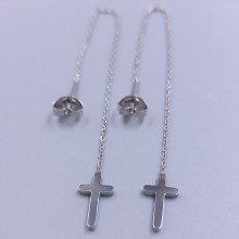 Сережки-протяжки Stainless Steel. Сталь. Родій. Довжина: 105 мм. Ширина: 7 мм.