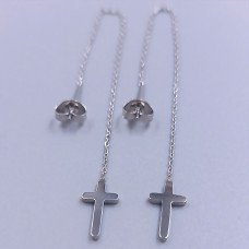 Сережки-протяжки Stainless Steel. Сталь. Родій. Довжина: 105 мм. Ширина: 7 мм.