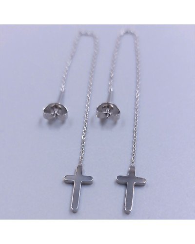 Сережки-протяжки Stainless Steel. Сталь. Родій. Довжина: 105 мм. Ширина: 7 мм.