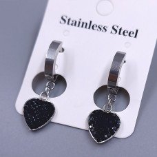 Сережки Stainless Steel. Сталь. Родій. Довжина: 30 мм. Ширина: 11 мм.