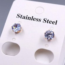 Сережки-гвоздики Stainless Steel. Сталь. Позолота ЧВ. Діаметр: 7 мм