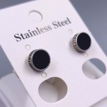 Сережки-гвоздики Stainless Steel. Сталь. Родій. Діаметр: 8 мм