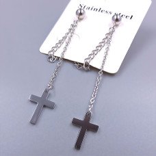 Сережки-гвоздики Stainless Steel. Сталь. Родій. Довжина: 68 мм. Ширина: 11 мм.