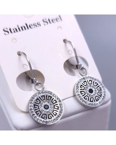 Сережки Stainless Steel. Сталь. Родій. Довжина: 30 мм. Ширина: 14 мм.