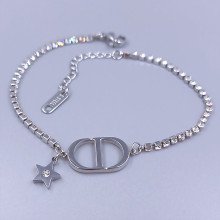 Браслет Stainless Steel. Сталь. Родій. Камені: білий циркон. Довжина: 18.5-22 см