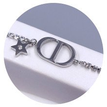 Браслет Stainless Steel. Сталь. Родій. Камені: білий циркон. Довжина: 18.5-22 см