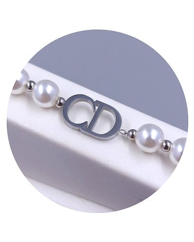 Браслет Stainless Steel. Сталь. Родій. Камені: білі перли. Довжина: 17-20.5 см