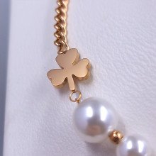 Ланцюжок Stainless Steel з кулонами. Сталь. Позолота ЧВ. Камені: циркон та перли. Довжина ланцюжка: 42-47 см