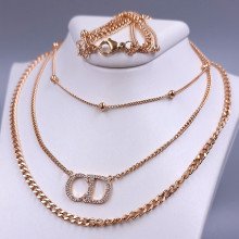 Потрійний ланцюжок Stainless Steel з кулоном. Сталь. Позолота ЧВ. Довжина основного ланцюжка: 38.5-43.5 см